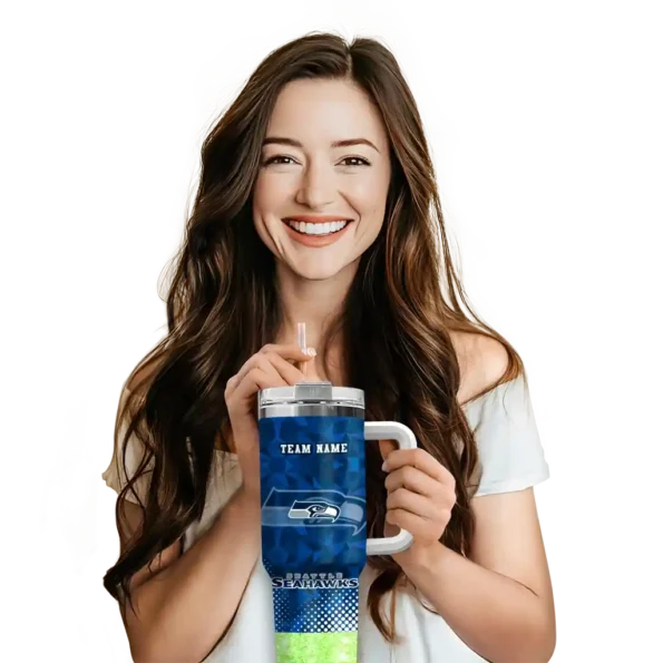 personalized seattle seahawks geometric prism blue curved tumbler premium grade.webp
