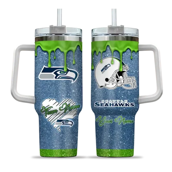 personalized seattle seahawks heart helmet motif blue curved tumbler best selling.webp