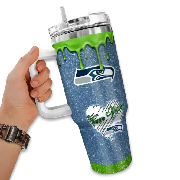 personalized seattle seahawks heart helmet motif blue curved tumbler fashion forward.webp