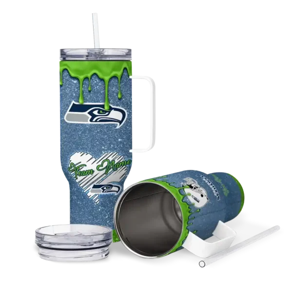 personalized seattle seahawks heart helmet motif blue curved tumbler high quality.webp