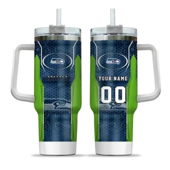 personalized seattle seahawks hexagon armor blue curved tumbler best selling.webp