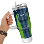 personalized seattle seahawks hexagon armor blue curved tumbler best selling.webp