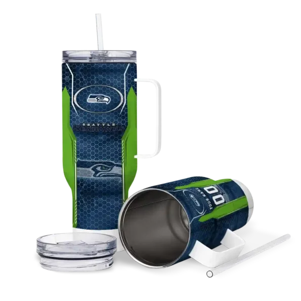 personalized seattle seahawks hexagon armor blue curved tumbler high quality.webp