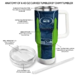 personalized seattle seahawks hexagon armor blue curved tumbler best selling.webp