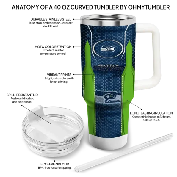 personalized seattle seahawks hexagon armor blue curved tumbler new arrival.webp