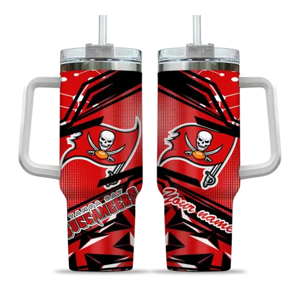 personalized tampa bay buccaneers abstract paths red curved tumbler best selling.webp