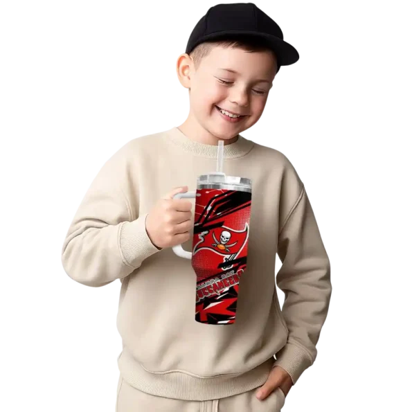 personalized tampa bay buccaneers abstract paths red curved tumbler latest model.webp