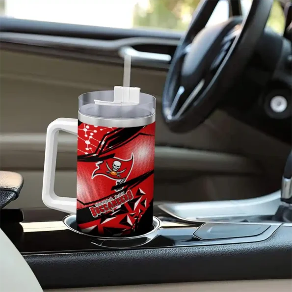 personalized tampa bay buccaneers abstract paths red curved tumbler trendy.webp