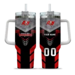 personalized tampa bay buccaneers arrow armor red black curved tumbler best selling.webp