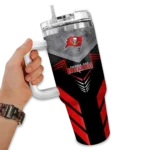 personalized tampa bay buccaneers arrow armor red black curved tumbler best selling.webp