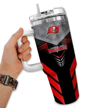 personalized tampa bay buccaneers arrow armor red black curved tumbler fashion forward.webp