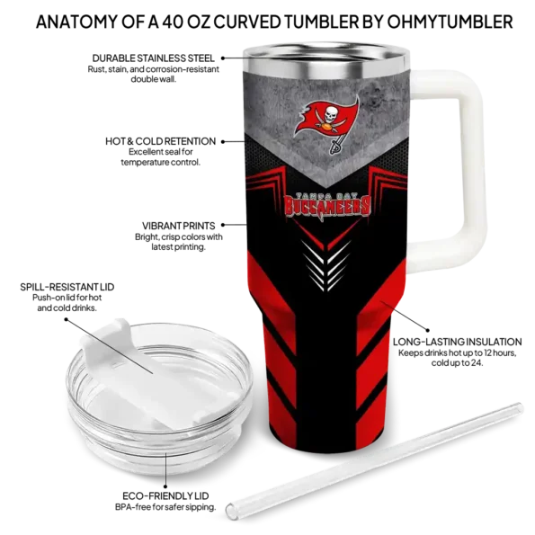 personalized tampa bay buccaneers arrow armor red black curved tumbler new arrival.webp
