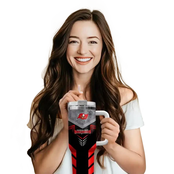 personalized tampa bay buccaneers arrow armor red black curved tumbler premium grade.webp