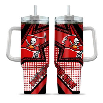 personalized tampa bay buccaneers arrow burst red curved tumbler best selling.webp