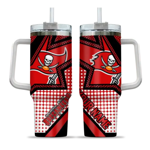 personalized tampa bay buccaneers arrow burst red curved tumbler best selling.webp