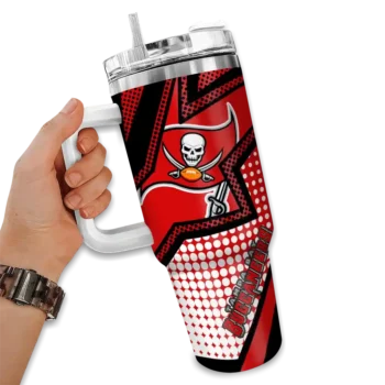 personalized tampa bay buccaneers arrow burst red curved tumbler fashion forward.webp