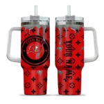 personalized tampa bay buccaneers bullseye drips red curved tumbler best selling.webp