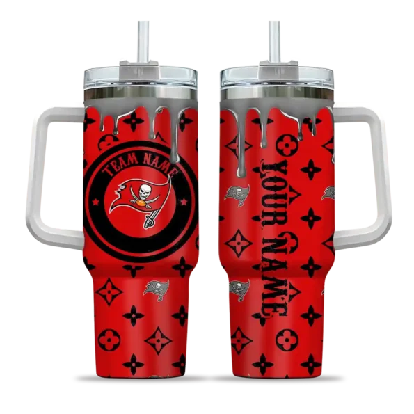 personalized tampa bay buccaneers bullseye drips red curved tumbler best selling.webp