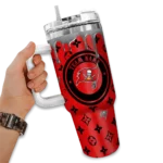 personalized tampa bay buccaneers bullseye drips red curved tumbler best selling.webp