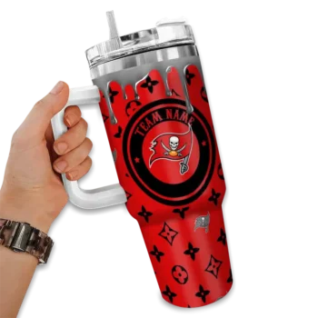 personalized tampa bay buccaneers bullseye drips red curved tumbler fashion forward.webp