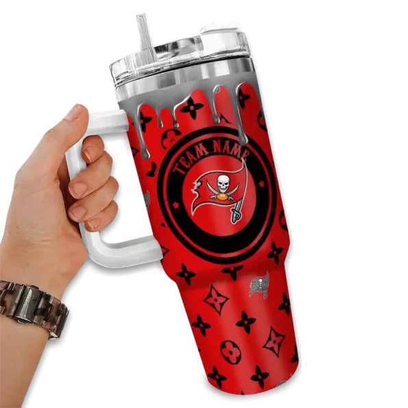 personalized tampa bay buccaneers bullseye drips red curved tumbler fashion forward.webp