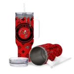 personalized tampa bay buccaneers bullseye drips red curved tumbler best selling.webp