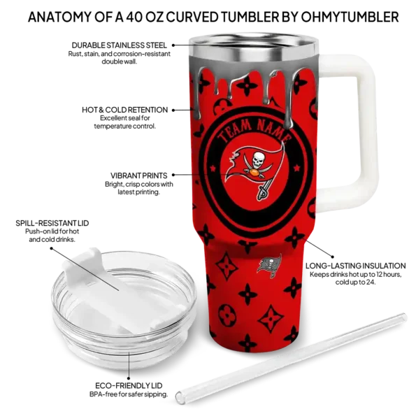 personalized tampa bay buccaneers bullseye drips red curved tumbler new arrival.webp