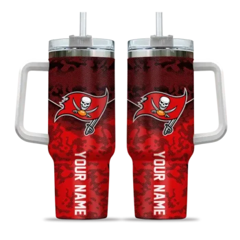 personalized tampa bay buccaneers chevron stripe red curved tumbler best selling.webp
