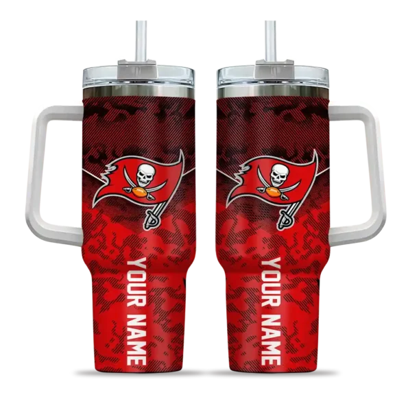 personalized tampa bay buccaneers chevron stripe red curved tumbler best selling.webp