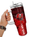 personalized tampa bay buccaneers chevron stripe red curved tumbler best selling.webp