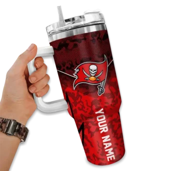 personalized tampa bay buccaneers chevron stripe red curved tumbler fashion forward.webp