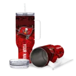 personalized tampa bay buccaneers chevron stripe red curved tumbler best selling.webp