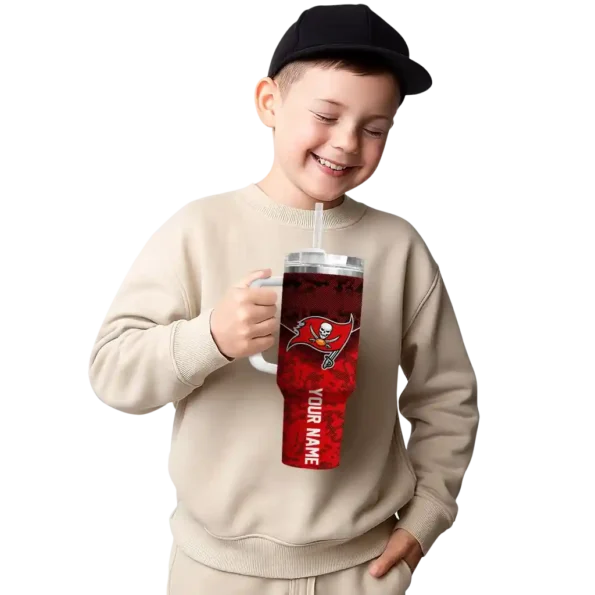 personalized tampa bay buccaneers chevron stripe red curved tumbler latest model.webp