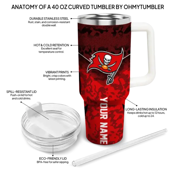 personalized tampa bay buccaneers chevron stripe red curved tumbler new arrival.webp
