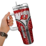 personalized tampa bay buccaneers leopard zipper red curved tumbler best selling.webp