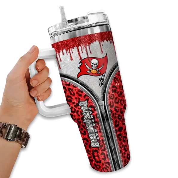 personalized tampa bay buccaneers leopard zipper red curved tumbler fashion forward.webp