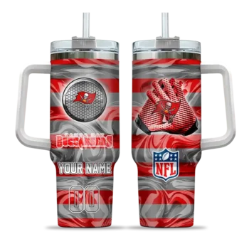personalized tampa bay buccaneers marbled stripes red curved tumbler best selling.webp