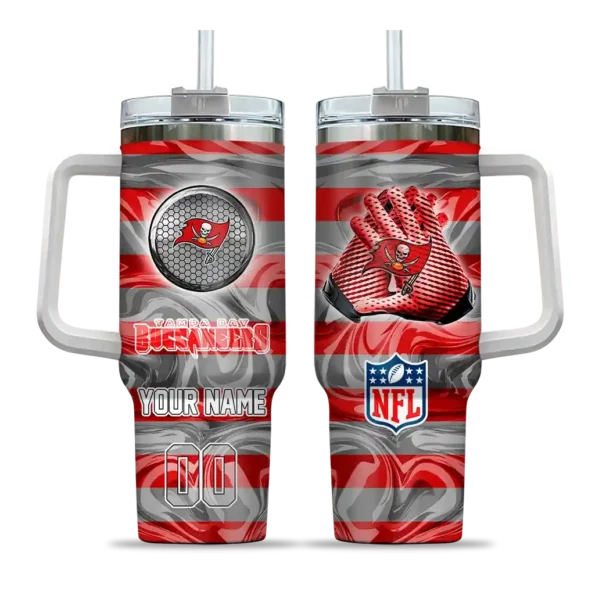 personalized tampa bay buccaneers marbled stripes red curved tumbler best selling.webp