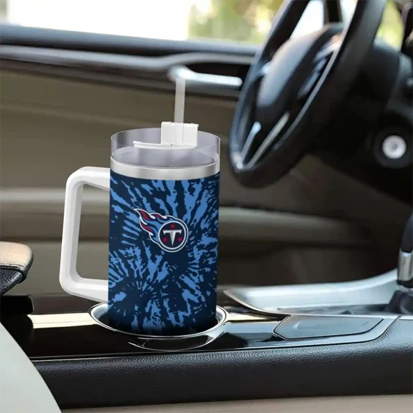 personalized tennessee titans burst swirl navy curved tumbler trendy.webp