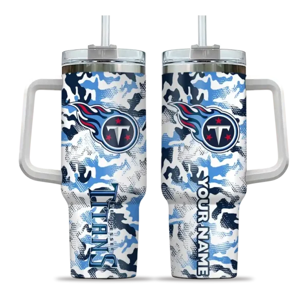 personalized tennessee titans camo mashup navy white curved tumbler best selling.webp
