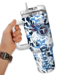 personalized tennessee titans camo mashup navy white curved tumbler best selling.webp