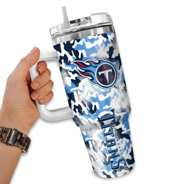 personalized tennessee titans camo mashup navy white curved tumbler fashion forward.webp