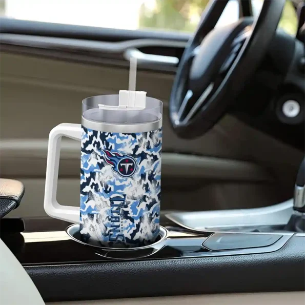 personalized tennessee titans camo mashup navy white curved tumbler trendy.webp
