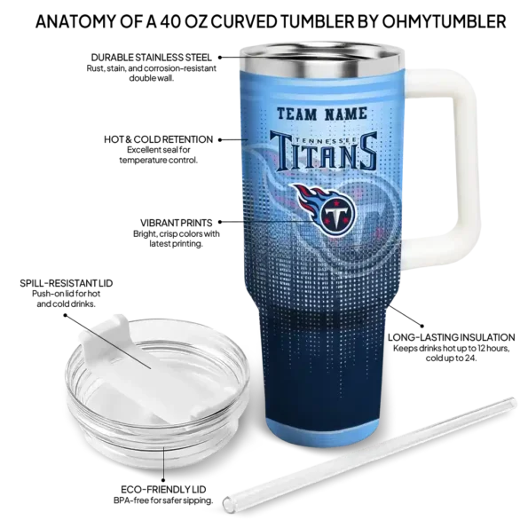 personalized tennessee titans gradient dots navy curved tumbler new arrival.webp