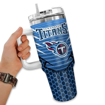 personalized tennessee titans hex texture navy curved tumbler fashion forward.webp