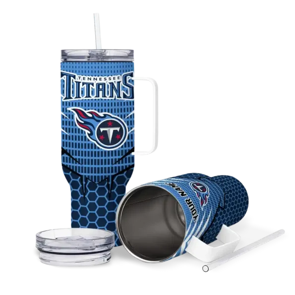 personalized tennessee titans hex texture navy curved tumbler high quality.webp