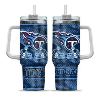 personalized tennessee titans honey streaks navy curved tumbler best selling.webp