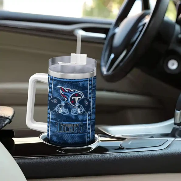 personalized tennessee titans honey streaks navy curved tumbler trendy.webp