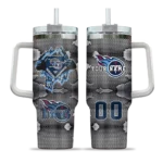 personalized tennessee titans superman shield navy gray curved tumbler best selling.webp