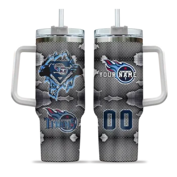 personalized tennessee titans superman shield navy gray curved tumbler best selling.webp